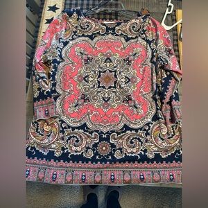 Charter Club Pink and Navy Paisley Blouse